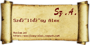 Szőllősy Alex névjegykártya